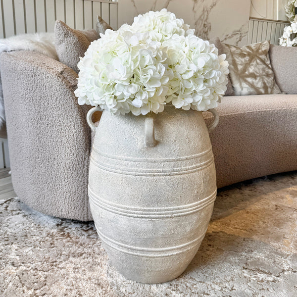 Brianna Large Grey Wash Decorative Vase with Handles Accessories 