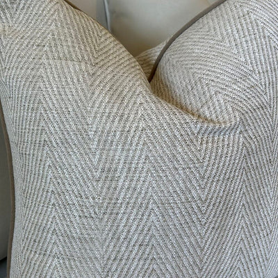 Bridgeport Cream Chevron Cushion with Velvet Piping- 50x50cm Textiles 