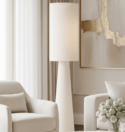 Briony Cream Boucle Fabric Floor Lamp Lighting 