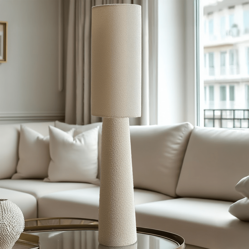 Briony Cream Boucle Fabric Table Lamp Lighting 