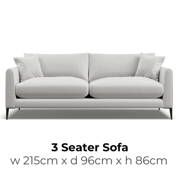 Bronte Silver Velvet 3 Seater Sofa with Black Metal Leg MTO Sofa 