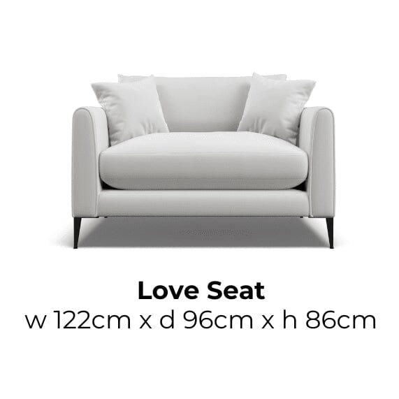 Bronte Silver Velvet Love Seat with Black Metal Leg MTO Sofa 