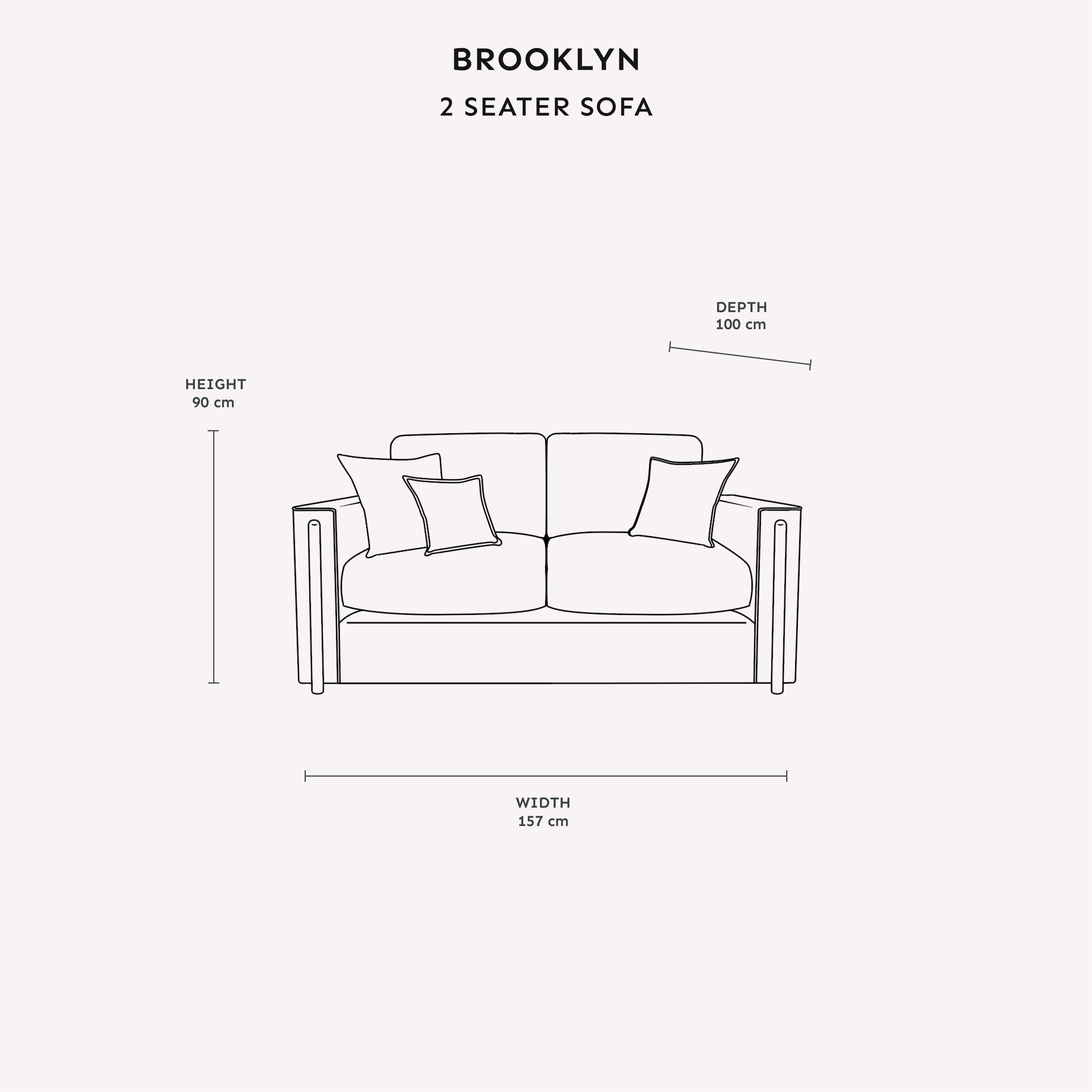 Brooklyn Ivory Textured Chenille Sofa Range with Walnut Leg Detail 2 Seater 
