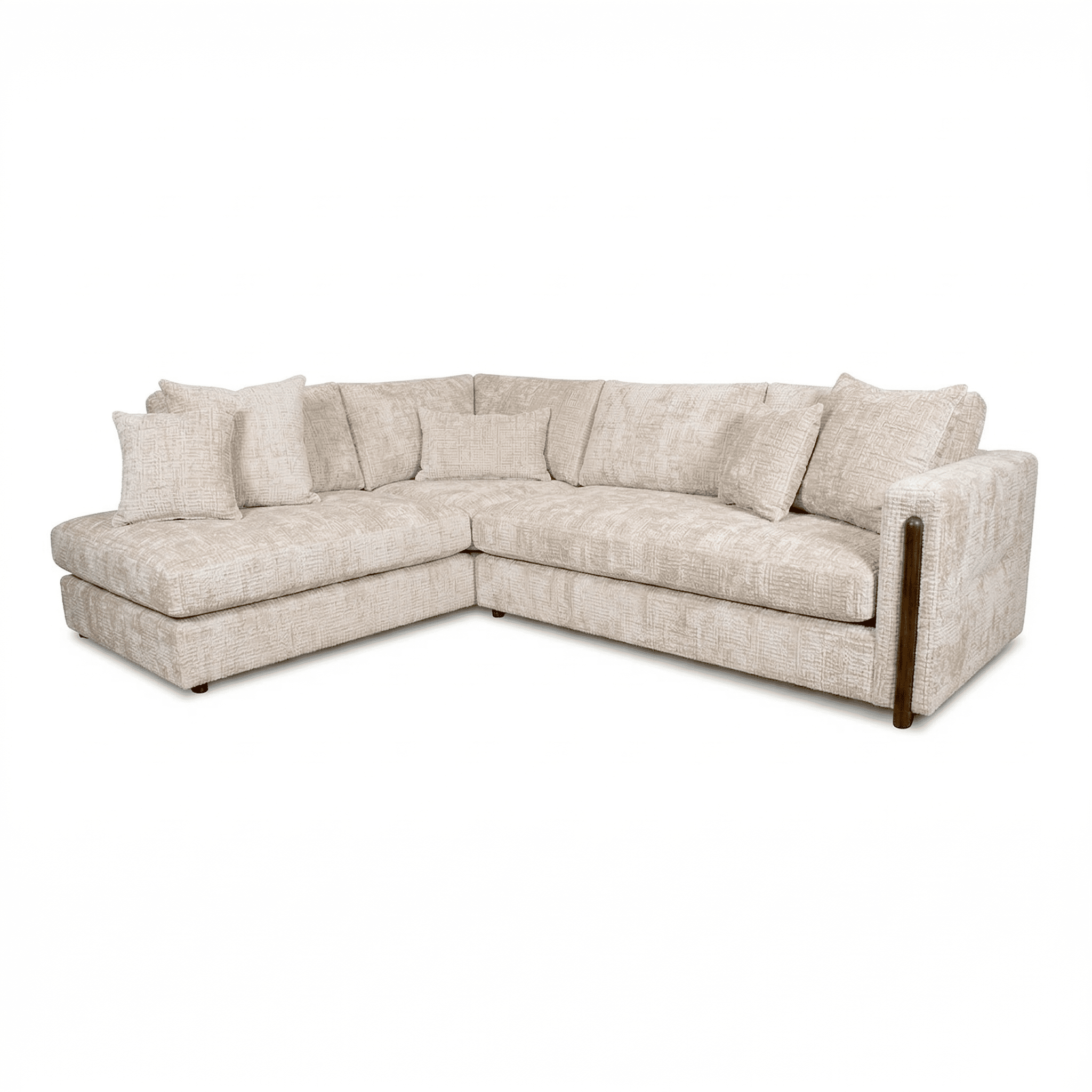 Brooklyn Ivory Textured Chenille Sofa Range with Walnut Leg Detail 