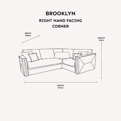 Brooklyn Ivory Textured Chenille Sofa Range with Walnut Leg Detail Corner Sofa - Right Hand Facing 