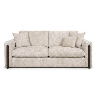 Brooklyn Ivory Textured Chenille Sofa Range with Walnut Leg Detail Sofa 3 Seater 