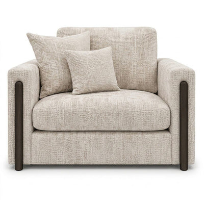 Brooklyn Ivory Textured Chenille Sofa Range with Walnut Leg Detail Sofa Love Seat 