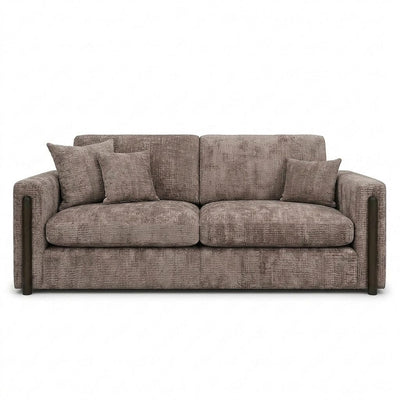 Brooklyn Mink Textured Chenille Sofa Range with Walnut Leg Detail Sofa 3 Seater 