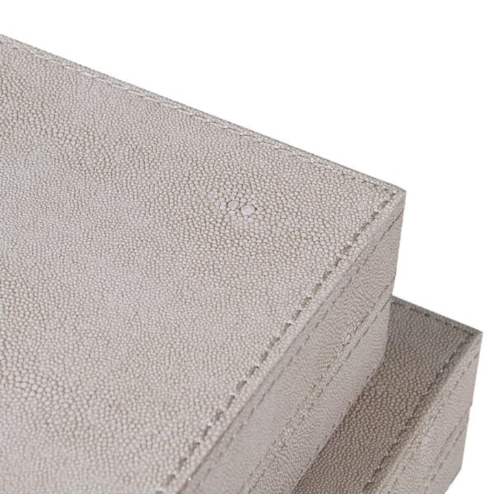 Brynn Luxury Ivory Faux Shagreen Boxes with Gold Handles - Set of 2 Accessories 