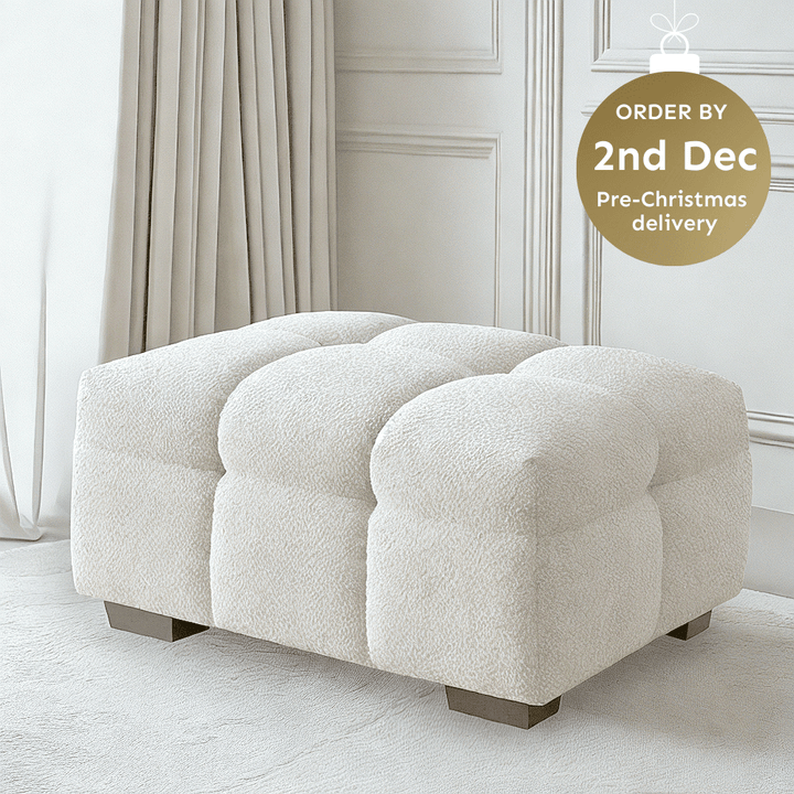 Bubble Oatmeal Boucle Footstool Sofa 