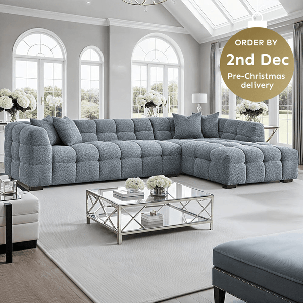 Bubble Tufted Dark Grey Boucle Chunky Sofa Range Sofa 