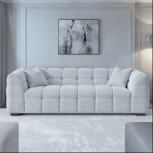 Bubble Tufted Pearl Boucle 3 Seater Sofa Sofa 