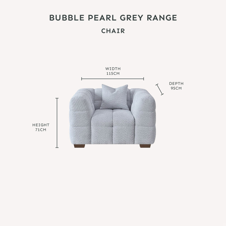 Bubble Tufted Pearl Grey Boucle Chunky Sofa Range Sofa 