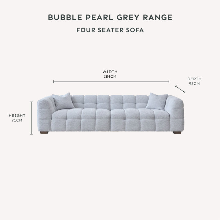 Bubble Tufted Pearl Grey Boucle Chunky Sofa Range Sofa 