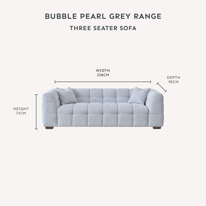 Bubble Tufted Pearl Grey Boucle Chunky Sofa Range Sofa 