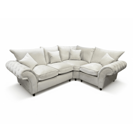 Buckingham Vanilla Velvet Chesterfield Right Hand Facing Corner Sofa Sofa 