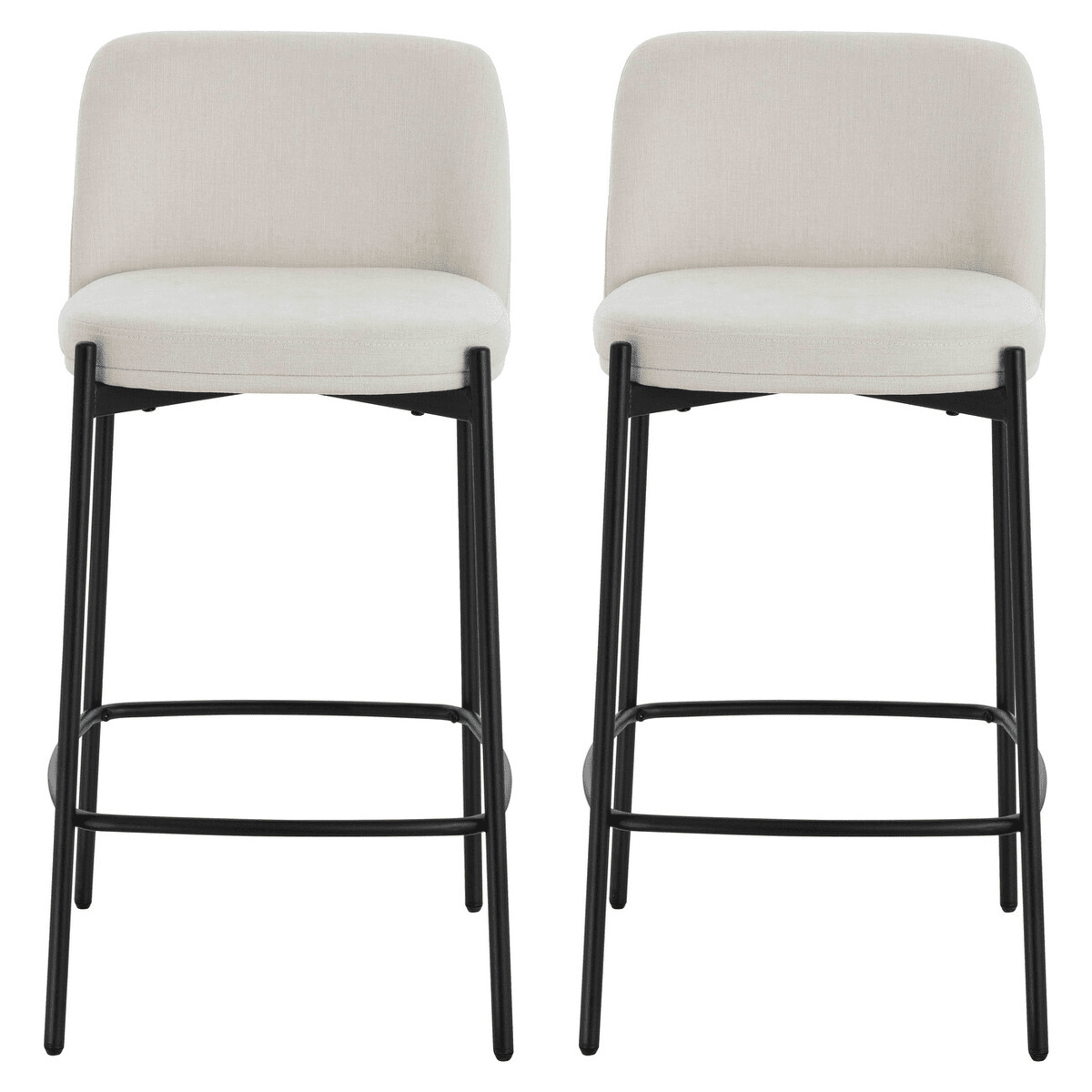 Bugano Cream Textured Bar Chairs with Black Legs - Set of 2 Furniture 