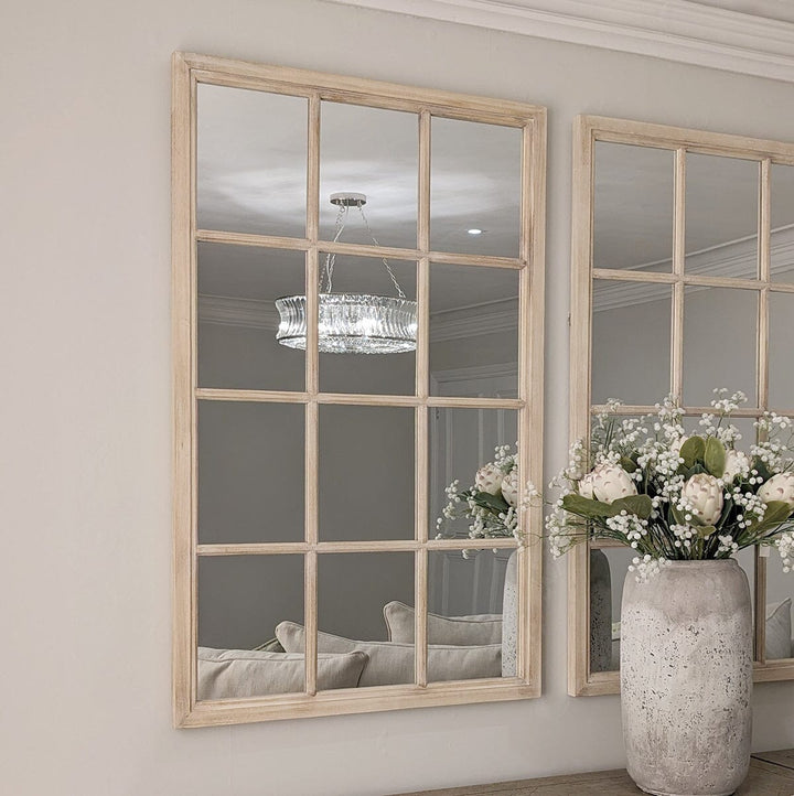 Burghley Washed Wood Medium Window Wall Mirror Accessories 