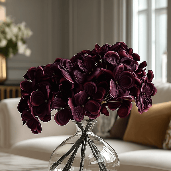 Burgundy Faux Hydrangea Single Stem Floral Accessories 