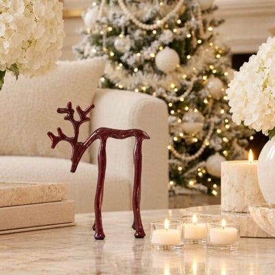 Burgundy Standing Reindeer Ornament Accessories 