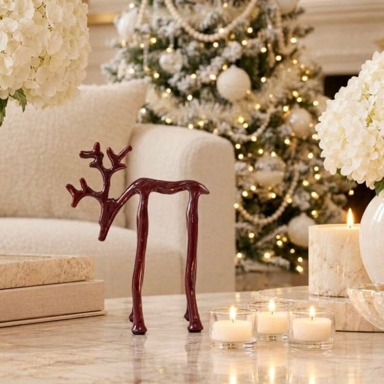 Burgundy Standing Reindeer Ornament Accessories 