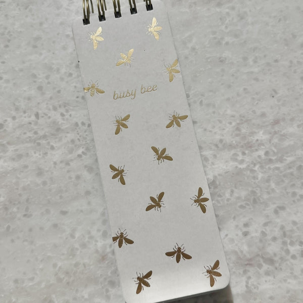 Busy Bee Cream & Gold Lined Memo List Notebook Accessories 