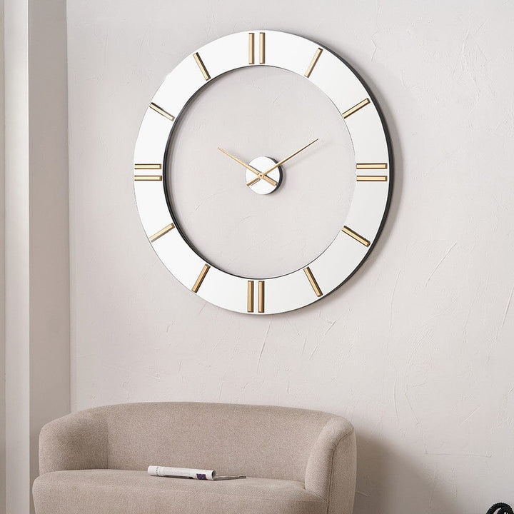 Cadence Large Mirrored & Gold Round Wall Mirror Accessories 