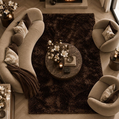 Caleb Chocolate Brown Luxury Fluffy Rug Textiles 