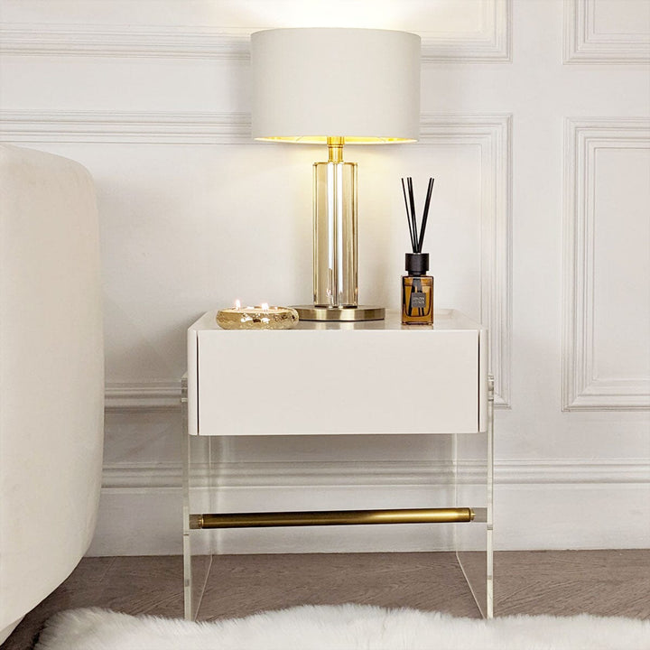 Cali Acrylic & Gold Bedside Table Furniture 