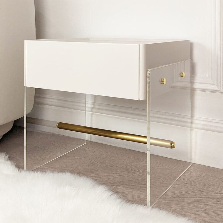 Cali Acrylic & Gold Bedside Table Furniture 