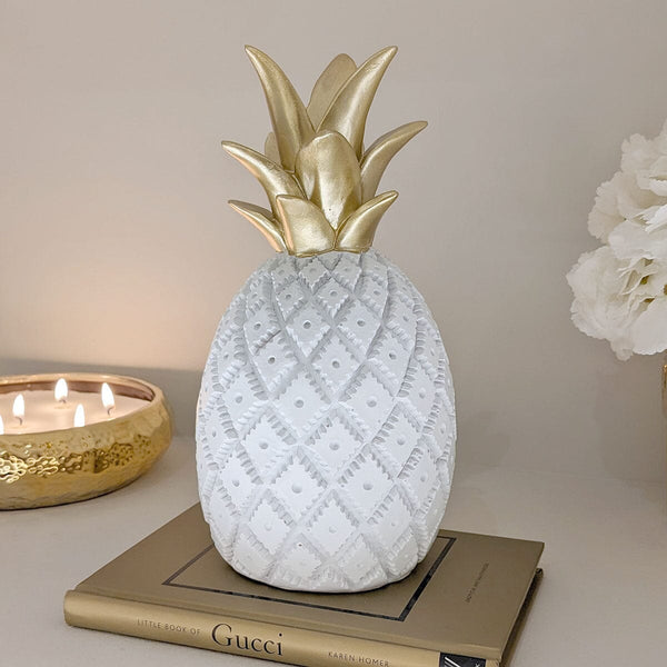 Calista White & Gold Pineapple Decorative Ornament Accessories 