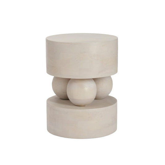 Calliope White Washed Sculptural Side Table Furniture 