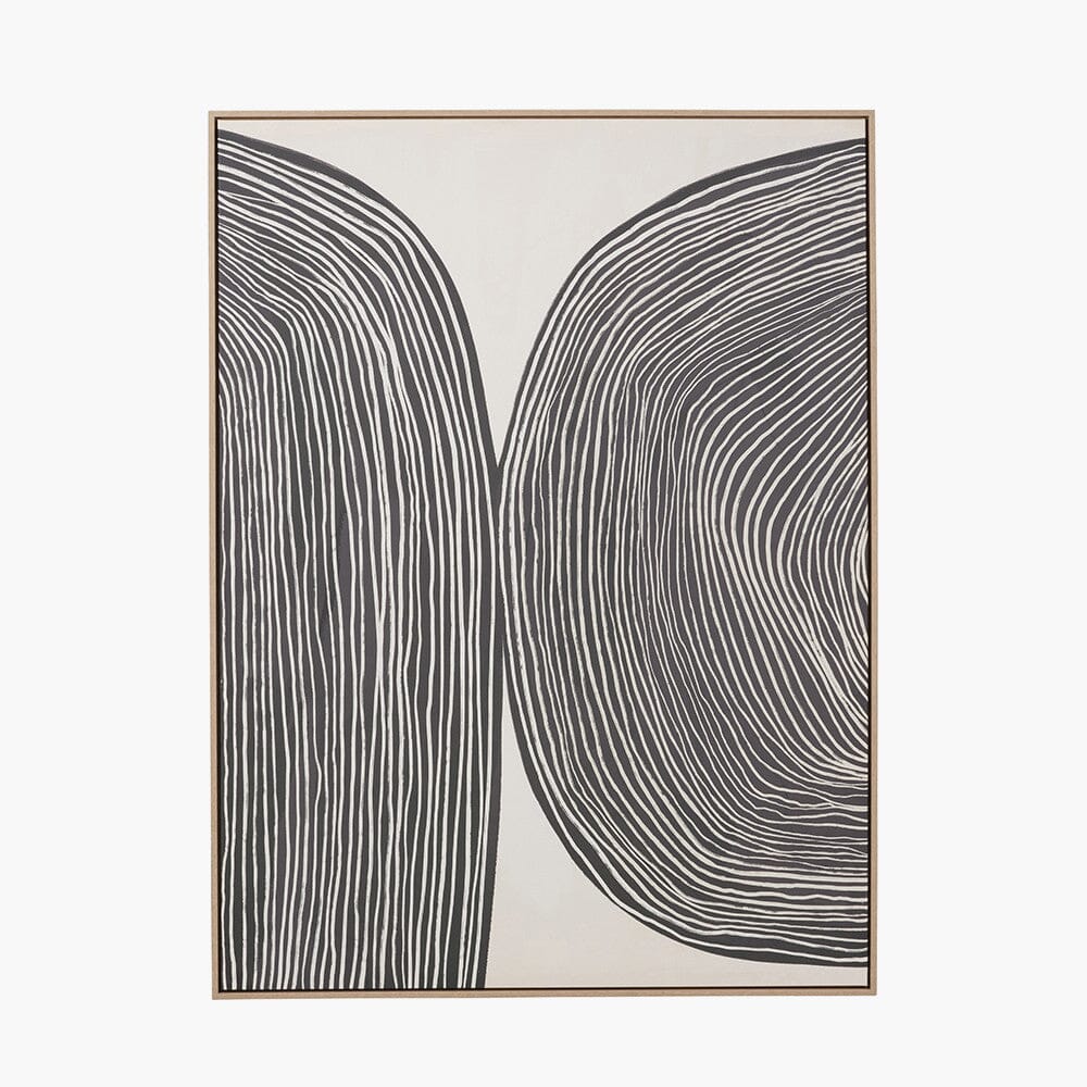 Calverton Black & Cream Abstract Canvas Wall Art with Wooden Frame Accessories 