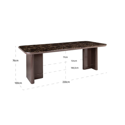 Calvin Dark Chocolate Dining Table with Ceramic Marble Top Furniture 