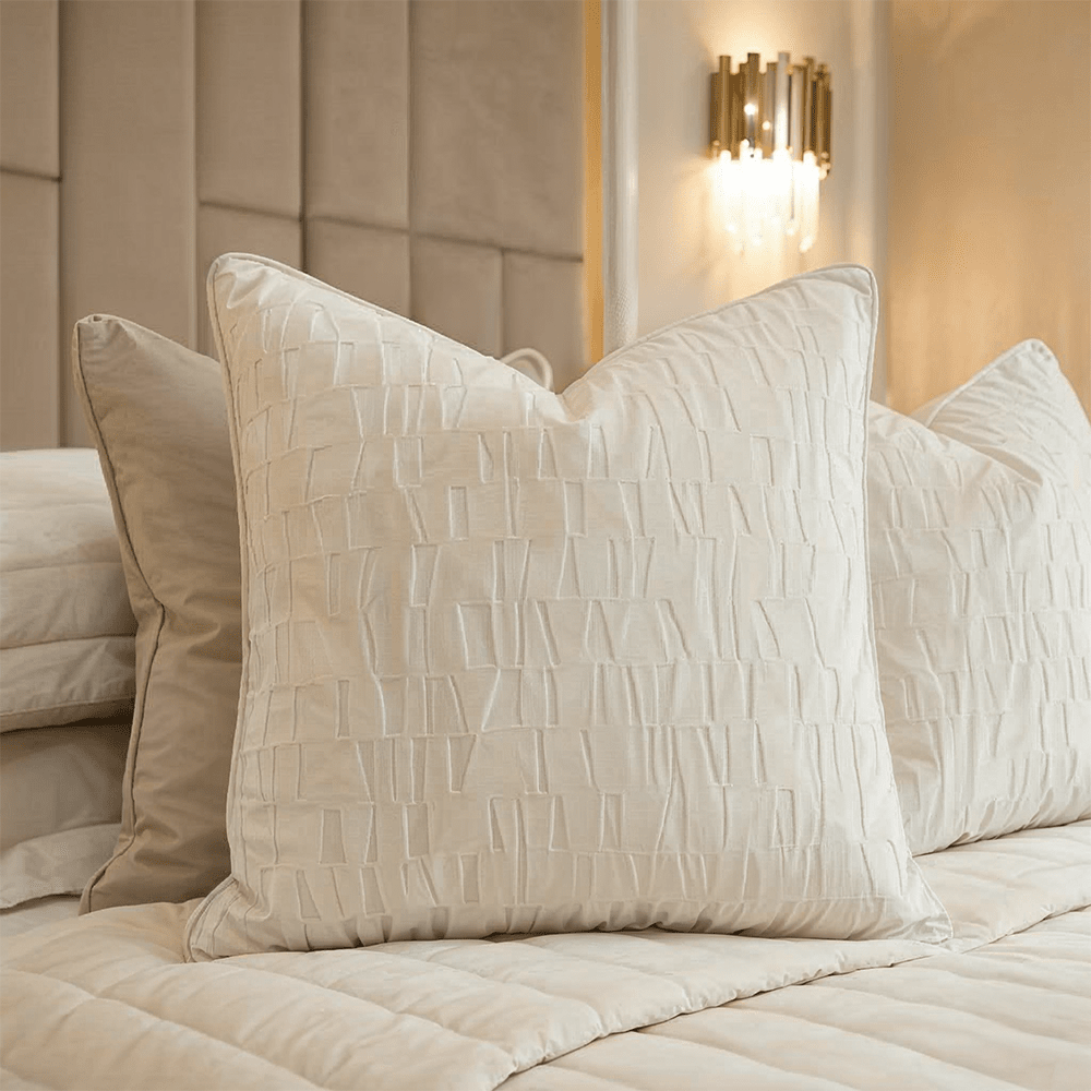 Calypso Ivory Velvet Pattern Cushion Cover - 50x50cm