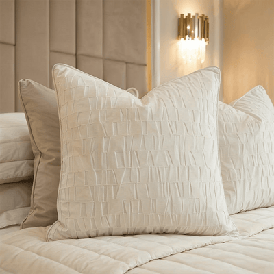 Calypso Ivory Velvet Pattern Cushion Cover - 50x50cm