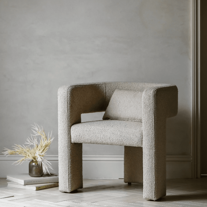 Camden Cream Boucle Curved Back Accent Chair Furniture 