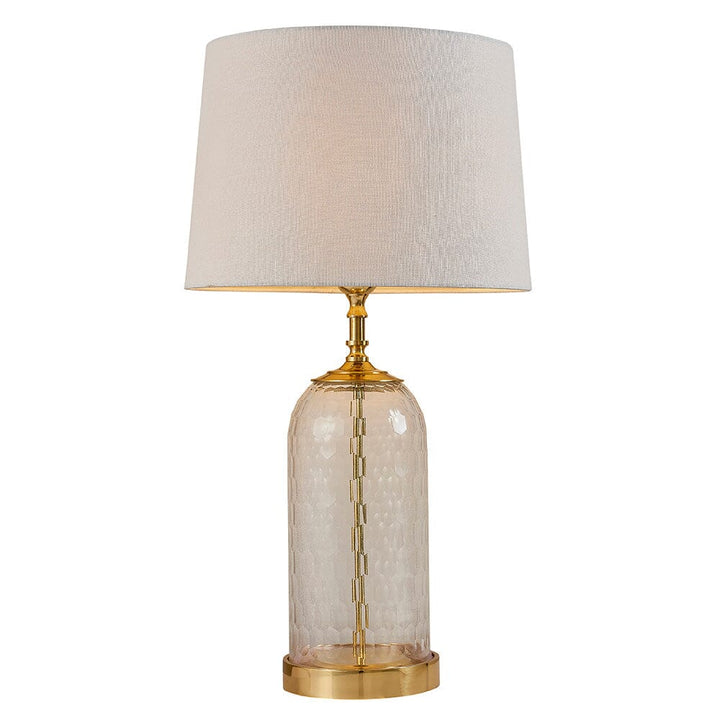 Camilla Large Gold & Glass Table Lamp with Neutral Shade Lighting 