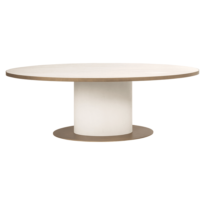 Camille Luxury Cream & Gold Oval Dining Table with Ceramic Marble Top Furniture 