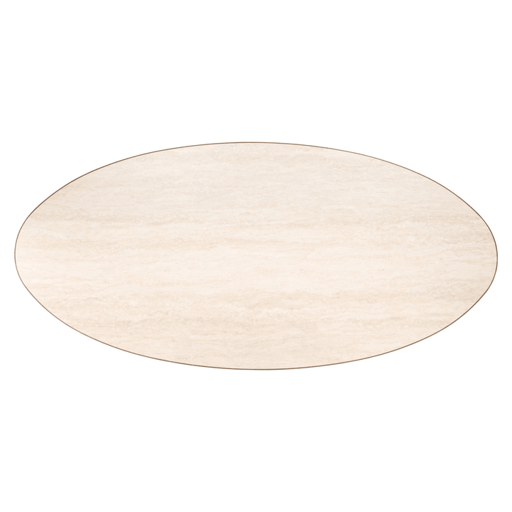 Camille Luxury Cream & Gold Oval Dining Table with Ceramic Marble Top Furniture 