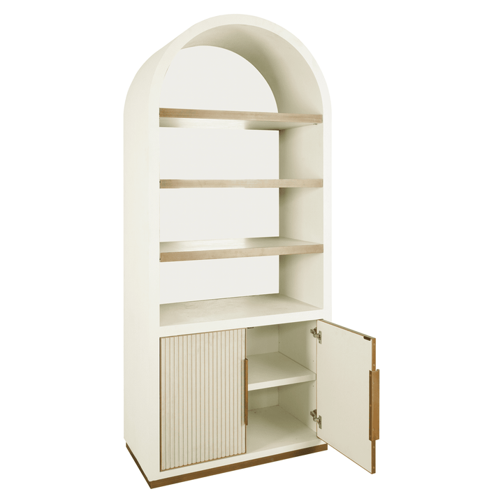 Camille Luxury Cream & Gold Ribbed Arched Shelving Unit Furniture 