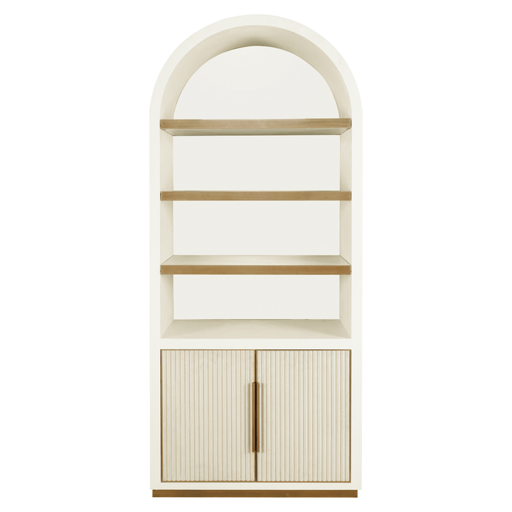 Camille Luxury Cream & Gold Ribbed Arched Shelving Unit Furniture 