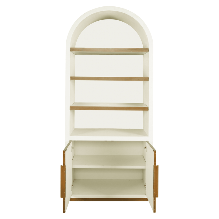 Camille Luxury Cream & Gold Ribbed Arched Shelving Unit Furniture 