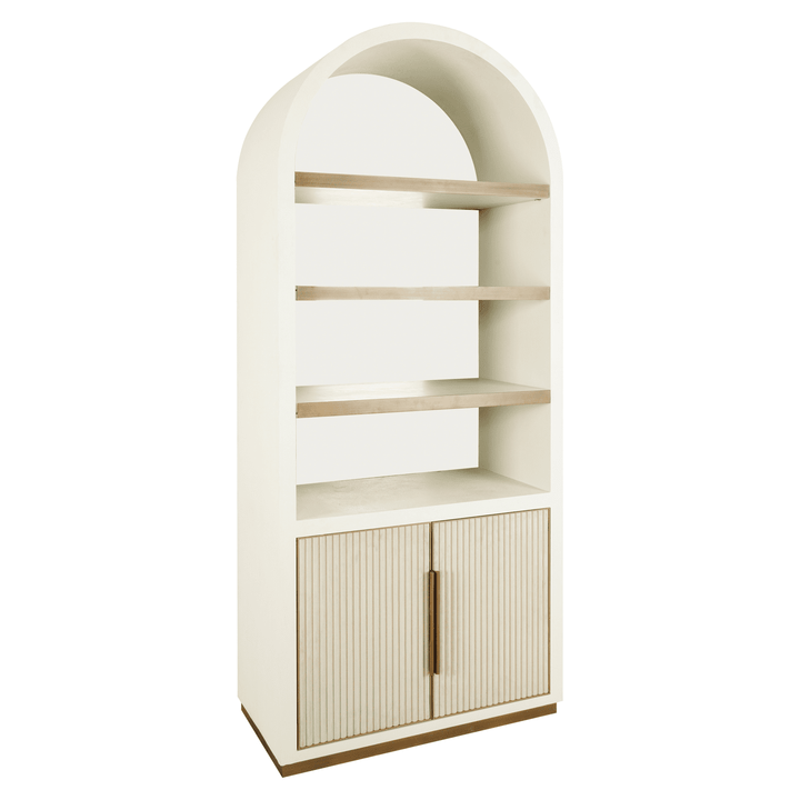 Camille Luxury Cream & Gold Ribbed Arched Shelving Unit Furniture 
