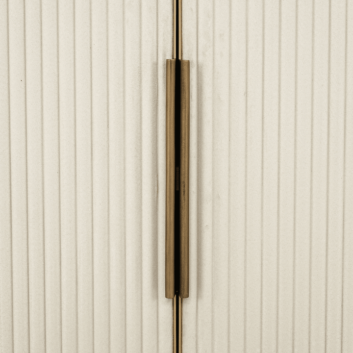 Camille Luxury Cream & Gold Ribbed Oval 4 Door Sideboard with Ceramic Marble Top Furniture 