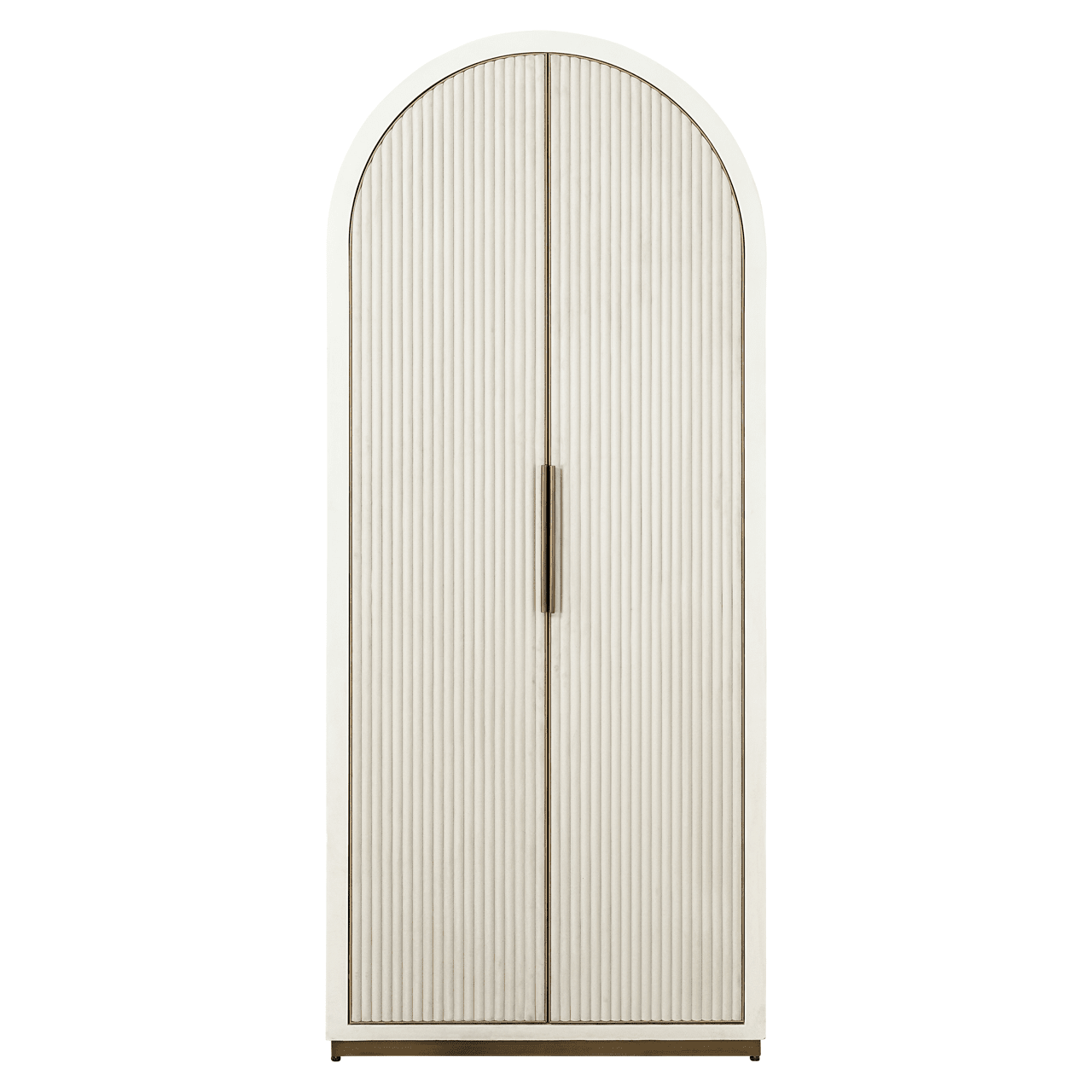 Camille Luxury Cream & Gold Ribbed Storage Cabinet Furniture 