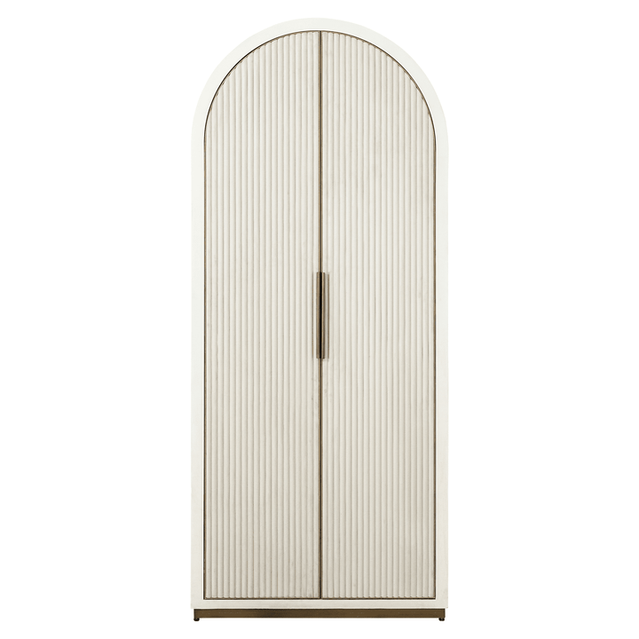 Camille Luxury Cream & Gold Ribbed Storage Cabinet Furniture 