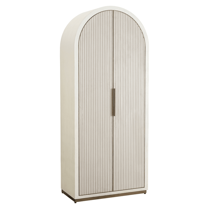 Camille Luxury Cream & Gold Ribbed Storage Cabinet Furniture 