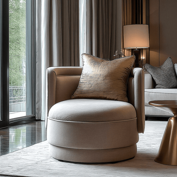 Canazei Taupe Chenille Curved Accent Chair Furniture 