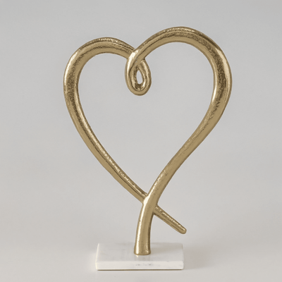 Cara Gold Heart Ornament on Marble Base Accessories 